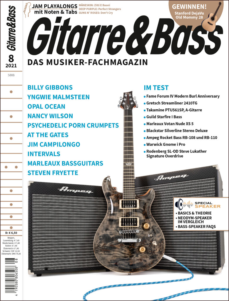 Cover des Magazins "Gitarre&Bass" Ausgabe 8/2021