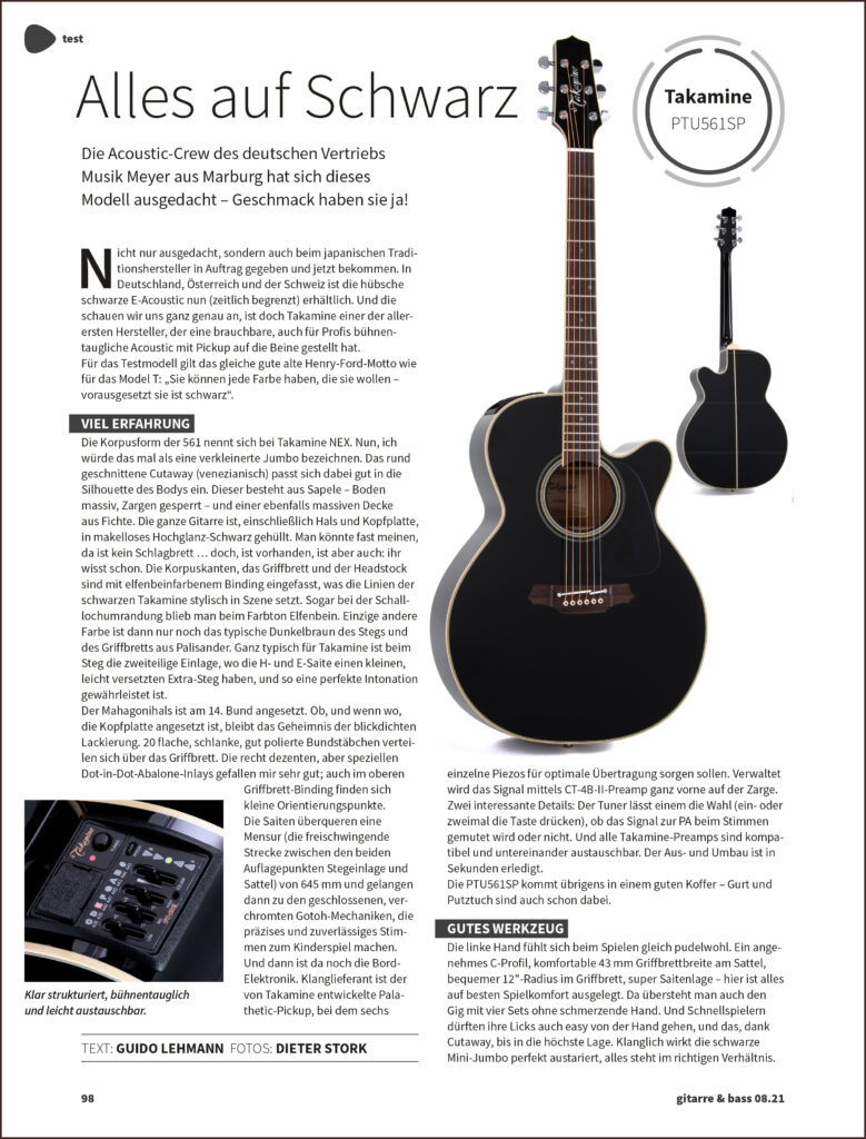 Seite 98 des Magazins "Gitarre&Bass" Ausgabe 8/2021
