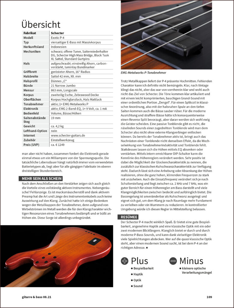 Seite 109 des Magazins "Gitarre&Bass" Ausgabe 8/2021